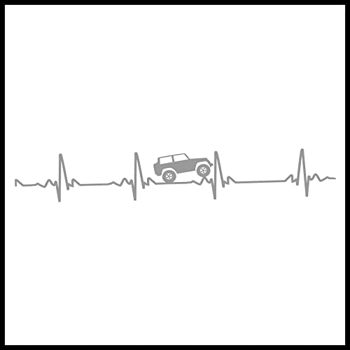 Image of Sticker Connection | Heart beat EKG for Jeep Wrangler | Windshield Banner for Car, Truck, Window, Laptop 4 inchx24 inch (4 inchx24 inch, Silver)