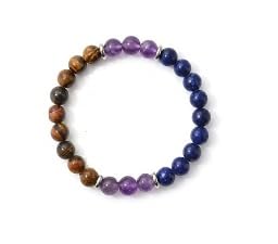 Amethyst, Lapis Lazuli & Tiger Eye Beaded Bracelet for Men and Women, Calm and Protection Jewelry-image-7