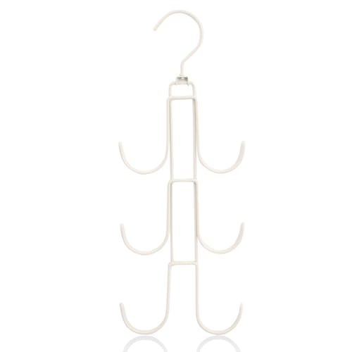 Natuce Ganchos para Colgar Bolsos en Armarios, Percha para Pañuelos y Bolsos con 6 Ganchos, Organizador Bolsos Armario para Pañuelos, Corbatas (Blanco)