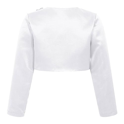 Choomomo Girls Elegant Satin Bolero Shrug Cropped Long Sleeve 3D Applique Open Front Cardigan Jacket2