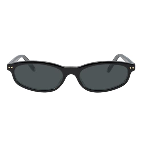 TIJN Vintage Cat Eye Sunglasses Women Retro Oval Frame UV400 Polarized Sun Glasses Lightweight Sunnies for Small Face(Black)