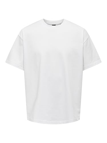 Taglio largo ONLY & SONS ONSMILLENIUM OVZ SS Tee Noos, Bianco, XL