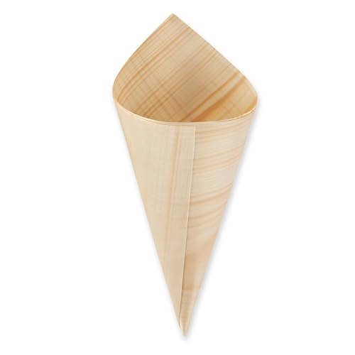FRANZ MENSCH 500 Stück NATUREStar Fingerfood-Spitztüten | Holz Karton natur L: 19 5cm Ø: 8cm Spitztüten Candy Bar Tüten Einmaltütten aus Holz