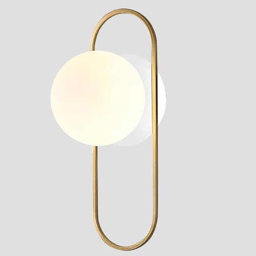Image of Mid Century Modern Gold Wall Sconces Small Milk Glass Globe Wall Sconce Vintage Bedroom Wall Lamps Bathroom Lighting Fixtures Over Mirror