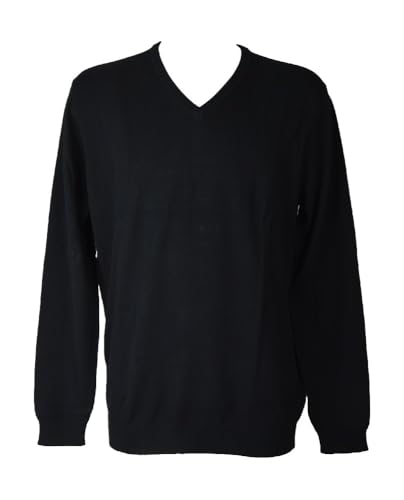 Pull Homme Manches Longues col V léger en coton bleu marine noir gris RAGNO U671M2