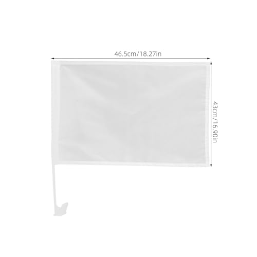 White Car Flag Set - 4pcs Blank Window Flags With Pole for Party Event and Grand Opening, DIY Plain Advertising Flags, 43cm