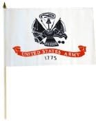 One Dozen Army Stick Flags, 12" x 18"