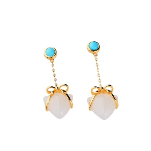 Boucles d'oreilles Hetian Jade longues pendantes et bijoux en coeur