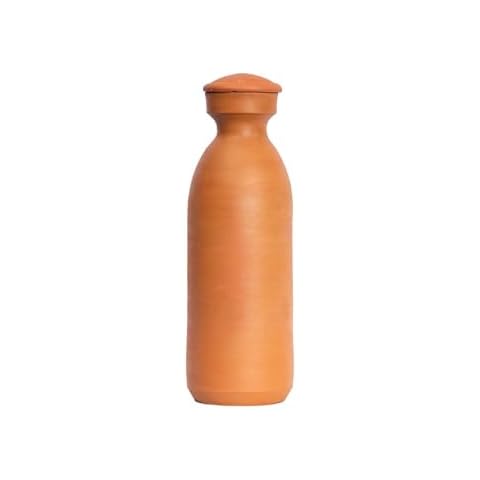 Village Decor Unglazed Handmade Terracotta Water bottle With Cork 33oz|Preseasoned Mud Bottle Cover