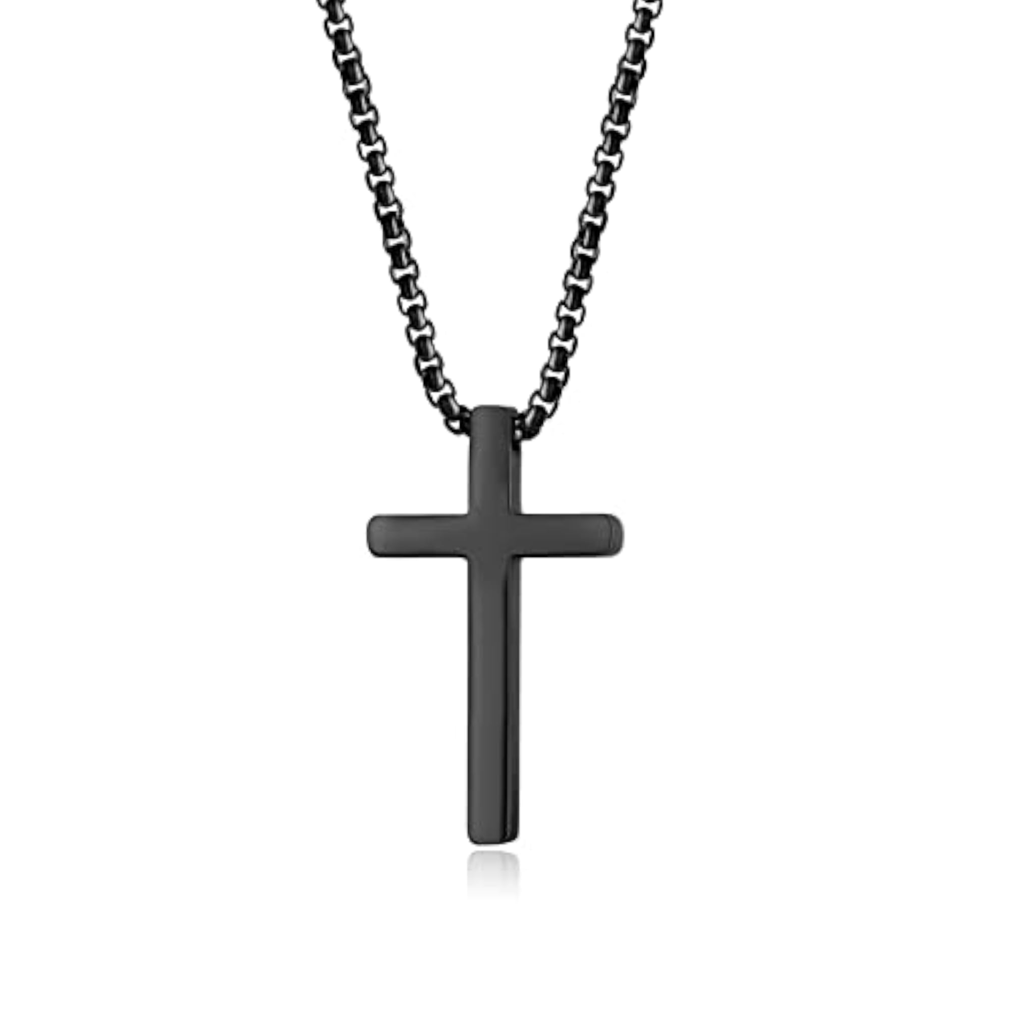Glossy Titanium Steel Cross Hip Hop Necklace for Men