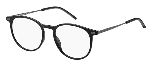 TOMMY HILFIGER Oval POLYAMIDE INJ Brillen in Schwarz für Herren, Brille mit Sehstärke, optional mit Sonnenbrillen tönung oder Blaulichtfilter (Modell 107188)