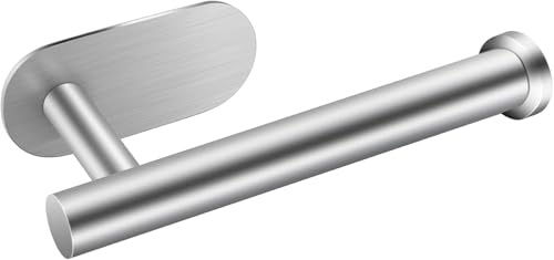 Image of Toilet Roll Holder with Self Adhesive Wall Mounted, Stainless Steel Toilet Tissue Paper Holder for Bathroom Washroom Kitchen - Waterproof, Rust Resistant, Rustproof, No Drilling Required