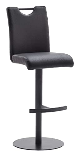 Robas Lund Barhocker Schwarz Kunstleder drehbar 360°, Barstuhl höhenverstellbar, Alesi