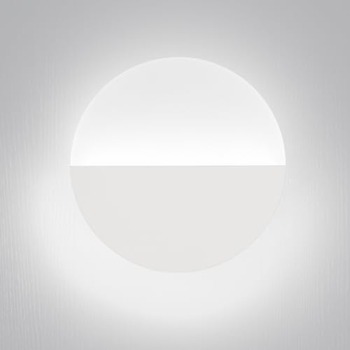 LIGKIN LED Aplique de Pared Interior 8W Redonda Moderna Lámpara de Pared 6000K Luz Blanca Acrílico Lámpara de Pared Iluminación Decorativa para Dormitorio Escalera Pasillo, Blanco