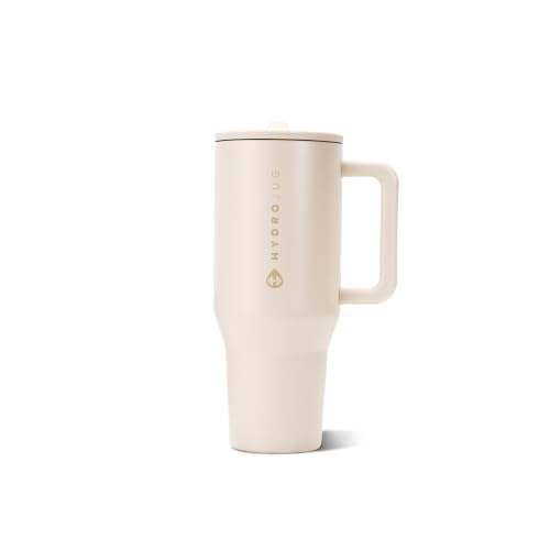 Image of HydroJug Traveler 32oz, Insulated Tumbler with Handle & Straw, Cream