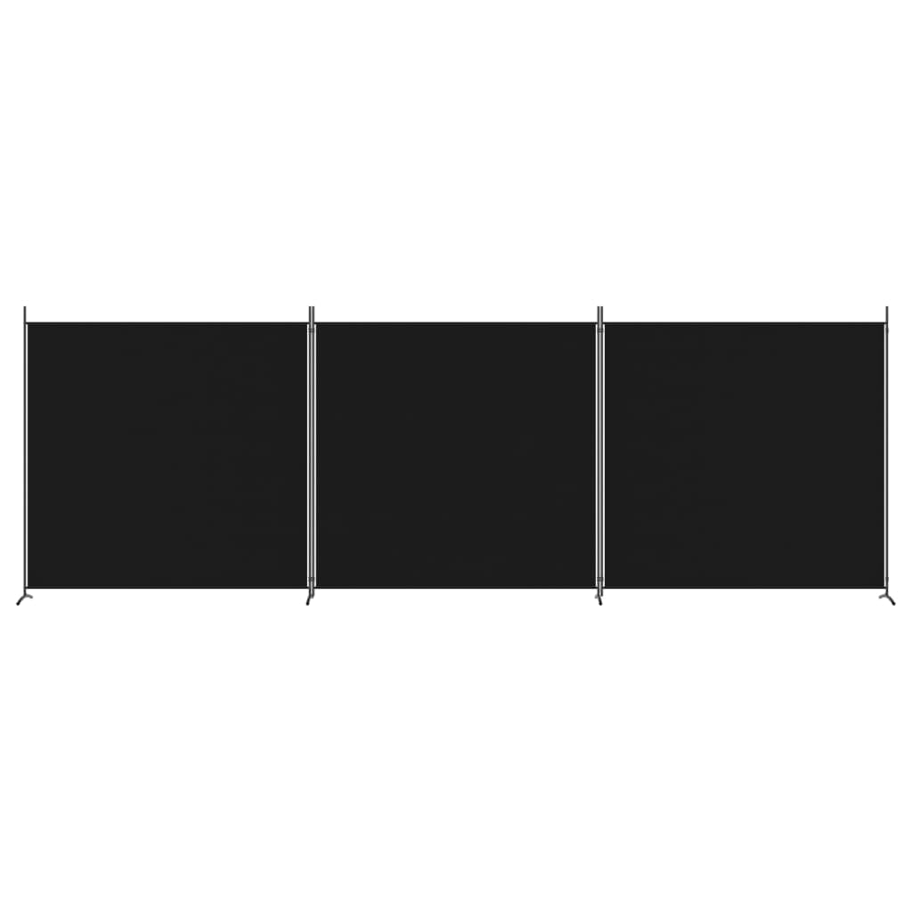 Paravent Noir à 3 Panneaux, 525 x 180 cm, Tissu 100% Polyester, Séparateur de Pièce, Cloison de Séparation Intérieur, Paravent Extérieur, Pliable