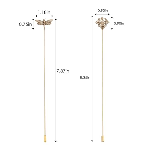 Image of Alilang 2Pcs Classic Hat Pins for Women and Lapel Brooch Set Vintage Style Decorative Stick Pins for Hats Suits Scarves Fitted Hats to Keep Hat in Place