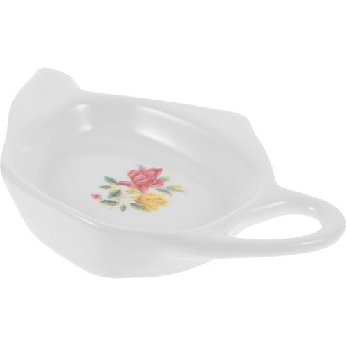 TOYANDONA Porte-Sachet de Thé en Céramique 1 Pièce, Plateau Décoratif de Théière, Bol à Collation pour Sachets de Thé Usagés, Accessoire Polyvalent Cuisine, Salon et Bureau, Design Léger