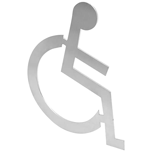 HAKIDZEL Señalización Metálica para Baño de Discapacitados en Silla de Ruedas Acabado Plateado para Puertas de Baños Públicos Accesibles