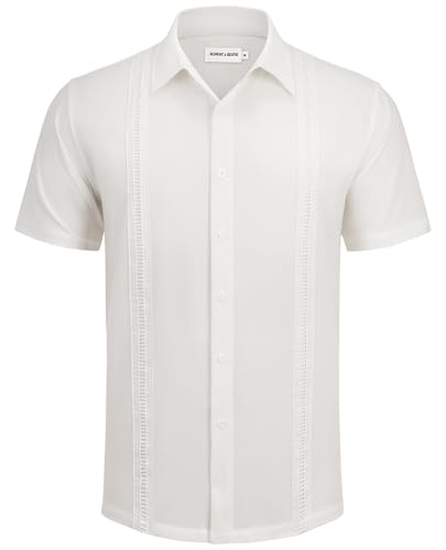Alimens & Gentle Mens Cuban Guayabera Shirts Short Sleeve Button Down Shirts for Men Summer Beach Wedding3