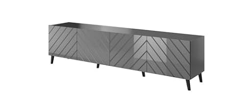 Cama Armoire RTV ABETO 200x42x52 grafitowy/błyszczący