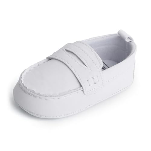 Image of LONSOEN Baby Girls Boys Loafers Prewalker Dress Crib Shoes