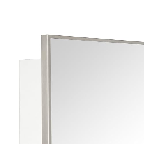 Image of TEHOME 16.5'' x 24'' Brushed Nickel Recessed and Surface Mount Bathroom Medicine Cabinet with Mirror Square Cornered Metal Framed Rounded Rectangle Medicine Cabinet Mirror