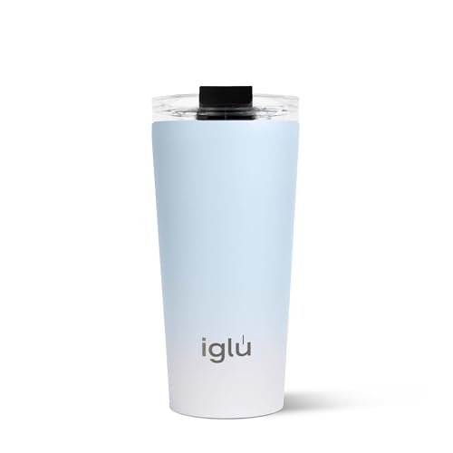 iglu Taza de café reutilizable | Taza de viaje de acero inoxidable con aislamiento térmico con tapa de rosca | A prueba de fugas y de doble pared - Ideal para bebidas calientes y frías | Regalo
