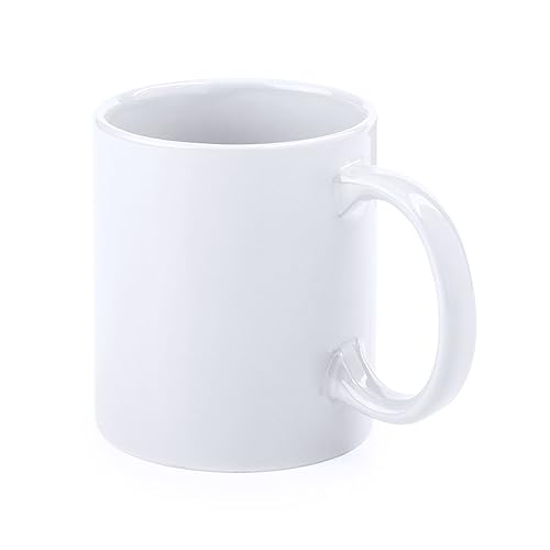 Genérico Lote 12 Tazas Blancas de Cerámica 11 oz para Sublimación  350 ml – Aptas para Microondas y Lavavajillas – Taza Lisa para Regalo, Eventos y Uso Diario