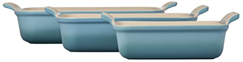 Le Creuset Stoneware Heritage Set 3 Rectangular Dishes, Caribbean