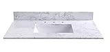 37' x22 Vanity Top with Under Mount Rectangle Bowl, Carrara White, artificial Marble Stone, 8' Pre-Drilled Holes, 37'x22' Vanity Top Sink, Reinforced Packaging (Not included Faucet)