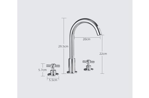 Robinet de lavabo 3 trous noir double commande eau chaude eau froide pour vasque salle de bain