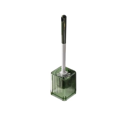 Innovative Green Transparent Toilet Brush Set - Wall Mounted & Floor Standing Holder, Round Brush Head for Effective Cleaning - Plastic Toilet Brush & Holder Combo