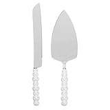 Toyvian Tortenheber und Kuchenschneider Satz mit Perlmutt Keramikgriff Gezahnte Edelstahlklinge Multifunktional für Geburtstags und Hochzeitstorten