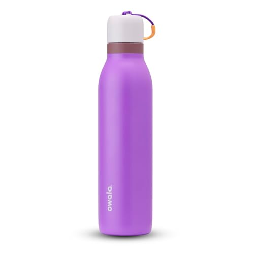 Image of Owala FreeSip Twist Insulated Stainless Steel Water Bottle with Straw for Sports and Travel, BPA-Free, 24-oz, Purple /Purple (California Grapevine)