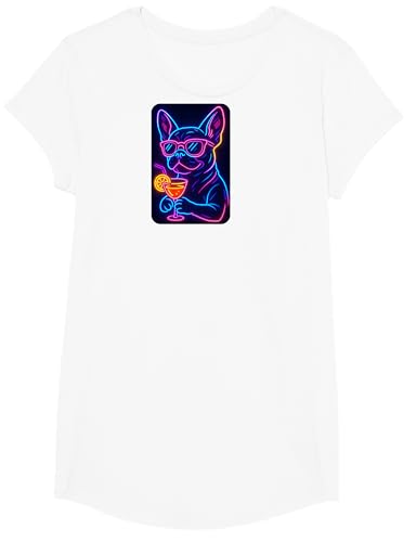 Neonfarbene französische Bulldogge mit Sonnenbrille, leuchtender Frenchie T-Shirt