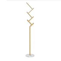OIFAODAO, Simple Coat Rack Floor Stand Hooks Bedroom Marble Base Shelf Wrought Iron Storage Hanging Holder Jacket Scarf Clothes Hanger,Coat Rack(Gold)