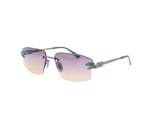 retro rimless rectangle sunglasses for women men, trendy golden metal frameless square glasses transparent fashion goggles