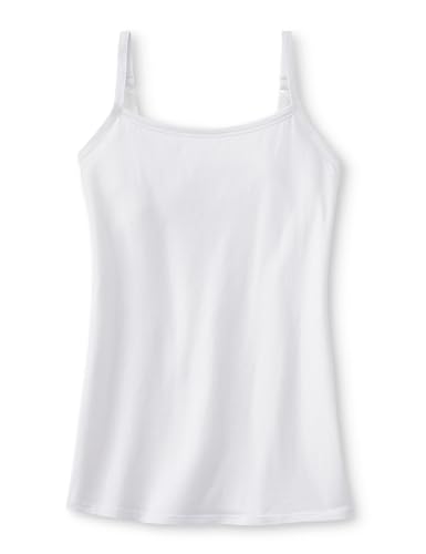 Duluth Trading Co. Women's No-Yank Shelf Bra Cami, Stretch Cotton Blend with Built-in Support, White, XXL