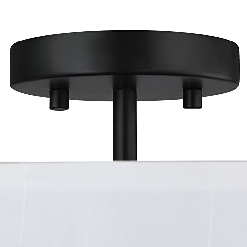 Lampression 14" Semi Flush Mount Ceiling Light Fixture, 3-Light Matte Black Semi Flush Mount With Drum Shade For Kitchen Island Dining Table Hallway Entryway Foyer #TOP6