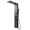 ROVOGO Shower Panel Tower System with High Pressure Shower Head, Body Jets, Handheld and Tub Spout, 46.5" H x 7.8" W Shower Column Stainless Steel with Mixer Valve, Black