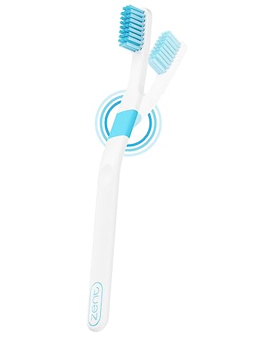 Zent Clik Pressure Sensitive Toothbrush | Periodontal Recommended | Revolutionary and Patented Design for Sensitive Gums or Gum Recession | Compare vs Electric Toothbrushes (Single, Blue)