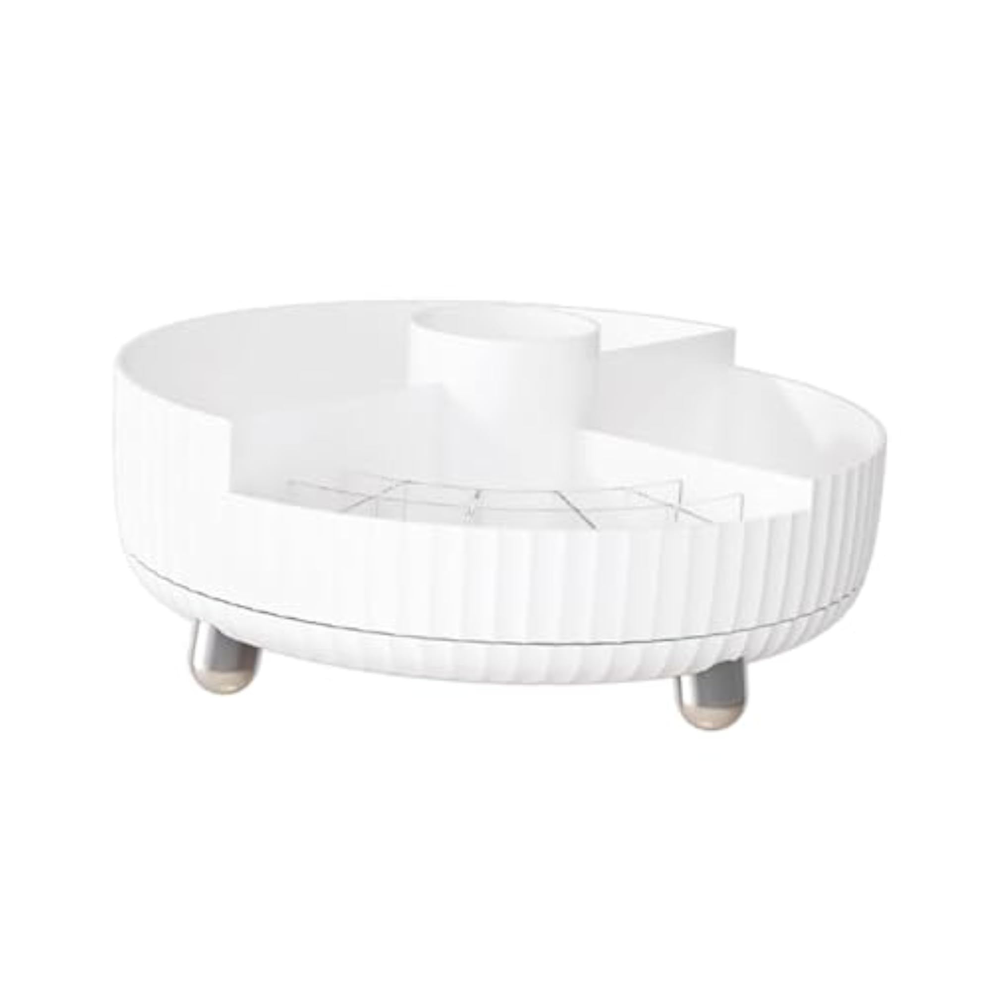 Cosmetic Organizer Holder Display Case for Vanity, Ivory White