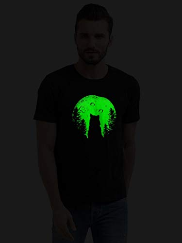 Image of Wear Your Opinion Men's Cotton Half Sleeve Graphic Printed T-Shirt(Design: Wolf (Glow in Dark))