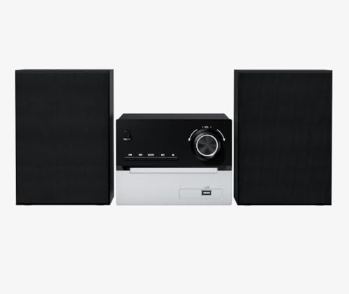 Bluetooth Stereo System for Home, CD Player, Home Stereo System with 2x15W Speakers, USB, AUX Input, Remote Control Included, Compact & Portable, Black