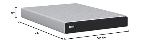 Lucid 8 Inch Memory Foam Mattress - Medium Firm Feel - Gel Infusion - Memory Foam Infused with Bamboo Charcoal - Breathable - CertiPur Certified - FullFull Size