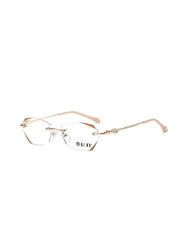 LUFF Rimless Reading Glasses for Women & Men, Lightweight Blue Light Blocking Readers, Anti-Eyestrain Computer Glasses + Case