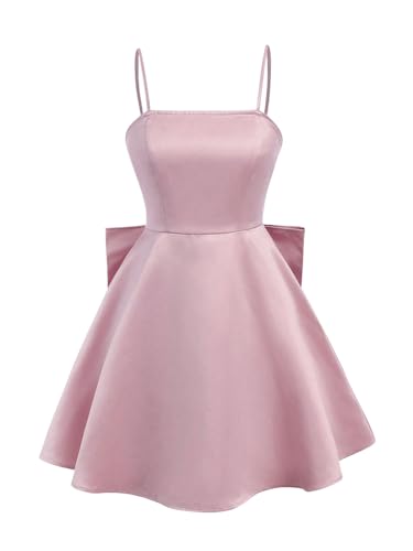 MakeMeChic Girl's Bow Knot Sleeveless Cami Dress Elegant A Line Flared Short Dress