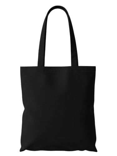 Wonky Line Baumwolltasche Stoffbeutel mit langen Henkeln - Schwarz