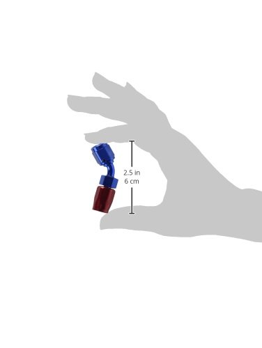 Image of Edelbrock /Russell 610080 Red /Blue Anodized Aluminum -4AN 45-Degree Hose End